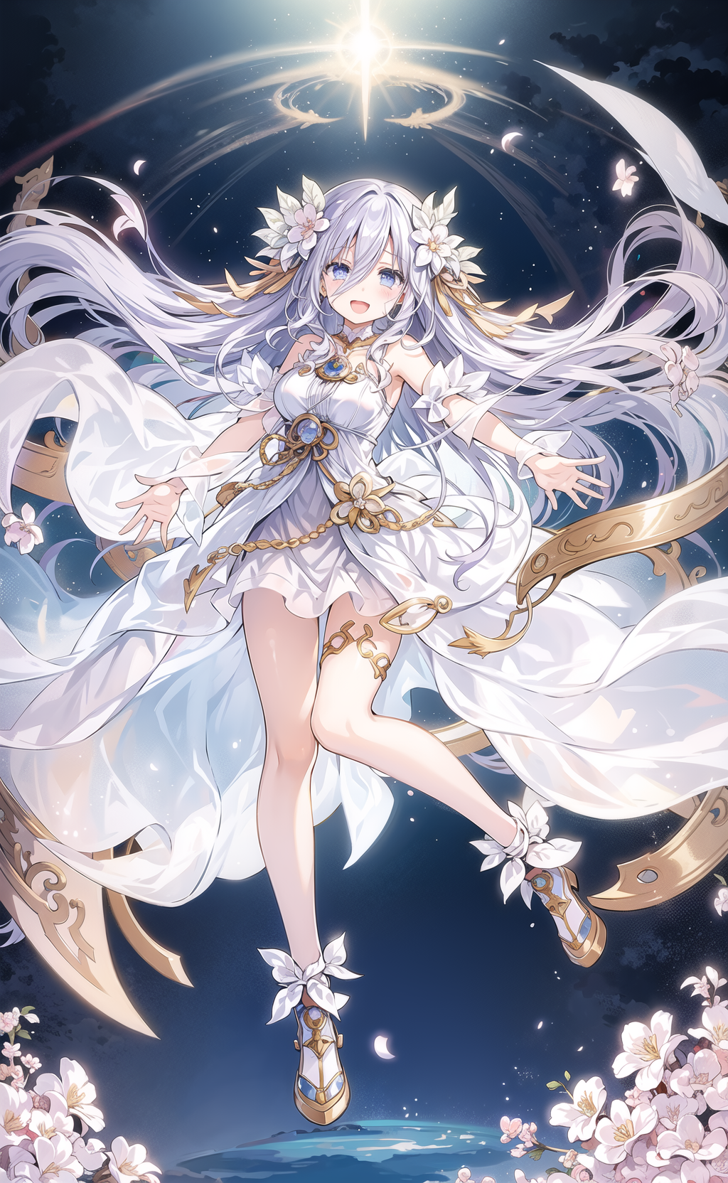 21239-3323115197-a girl,Takamiya Mio,long hair,smile,crying,glowing eyes,happy tears,white mecha dress,wind,golden light,floating,floating sakura.png